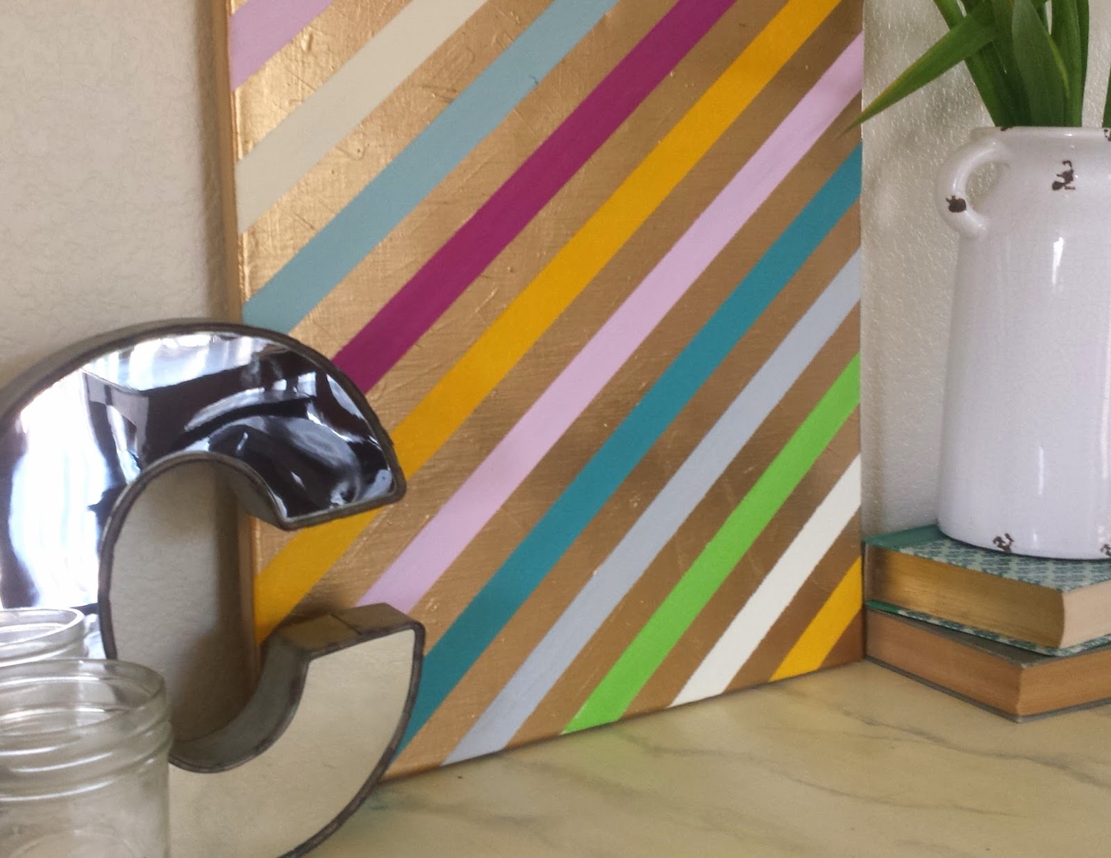 Tied Ribbon Striped Canvas Artwork