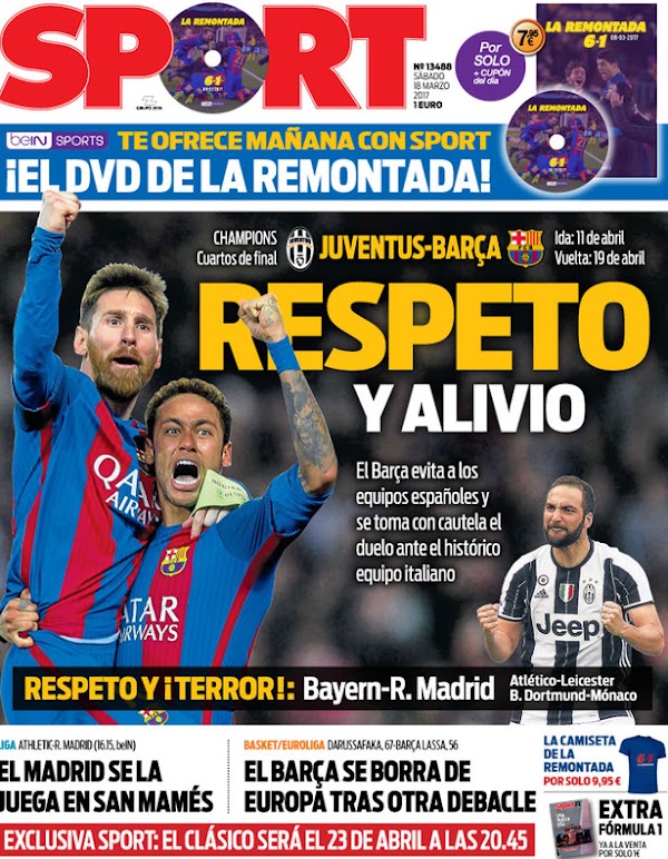 FC Barcelona, Sport: "Respeto y alivio"