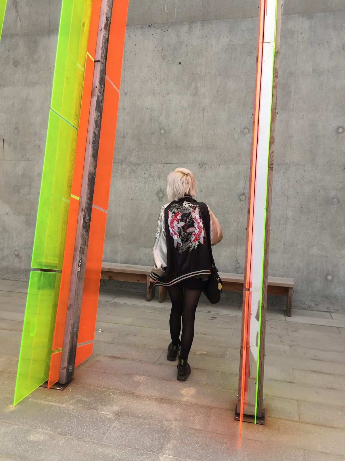 silver haired girl at Turner contemporary Margate