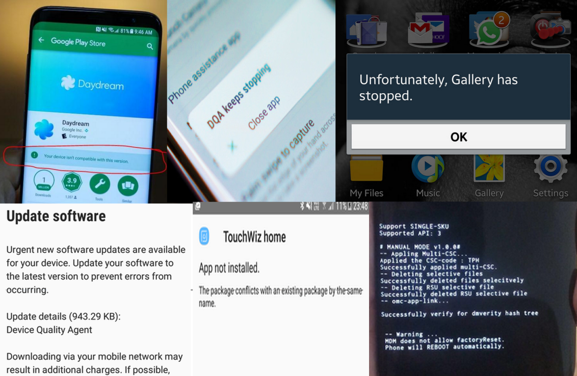 Error Message on Galaxy S8 Problems Brightlightsbigcolor