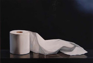 realistic toilet paper painting by  jeanne vadeboncoeur