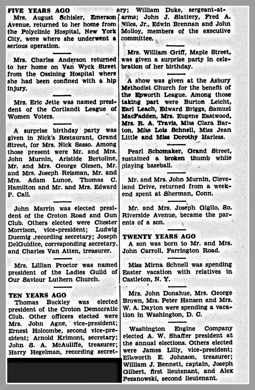 EverythingCroton "REMEMBER WHEN" WEEKLY COLUMNS FROM THE APRIL 1945