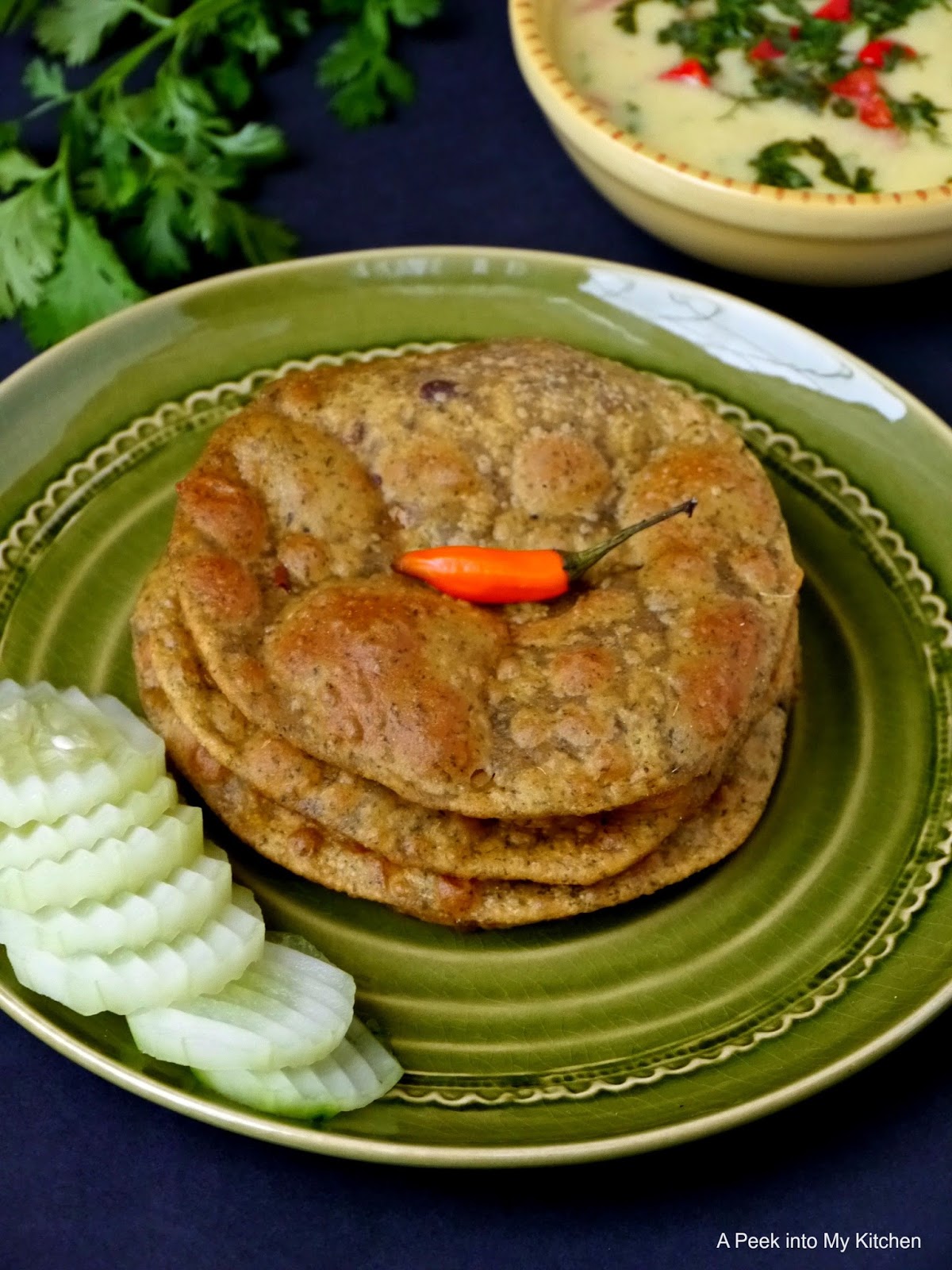 A Peek into My Kitchen Leftover Dal Palak Poori / Lentil and Spinach