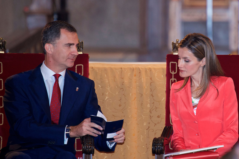 Prince Felipe and Princess Letizia at 2014 Prince de Viana' award