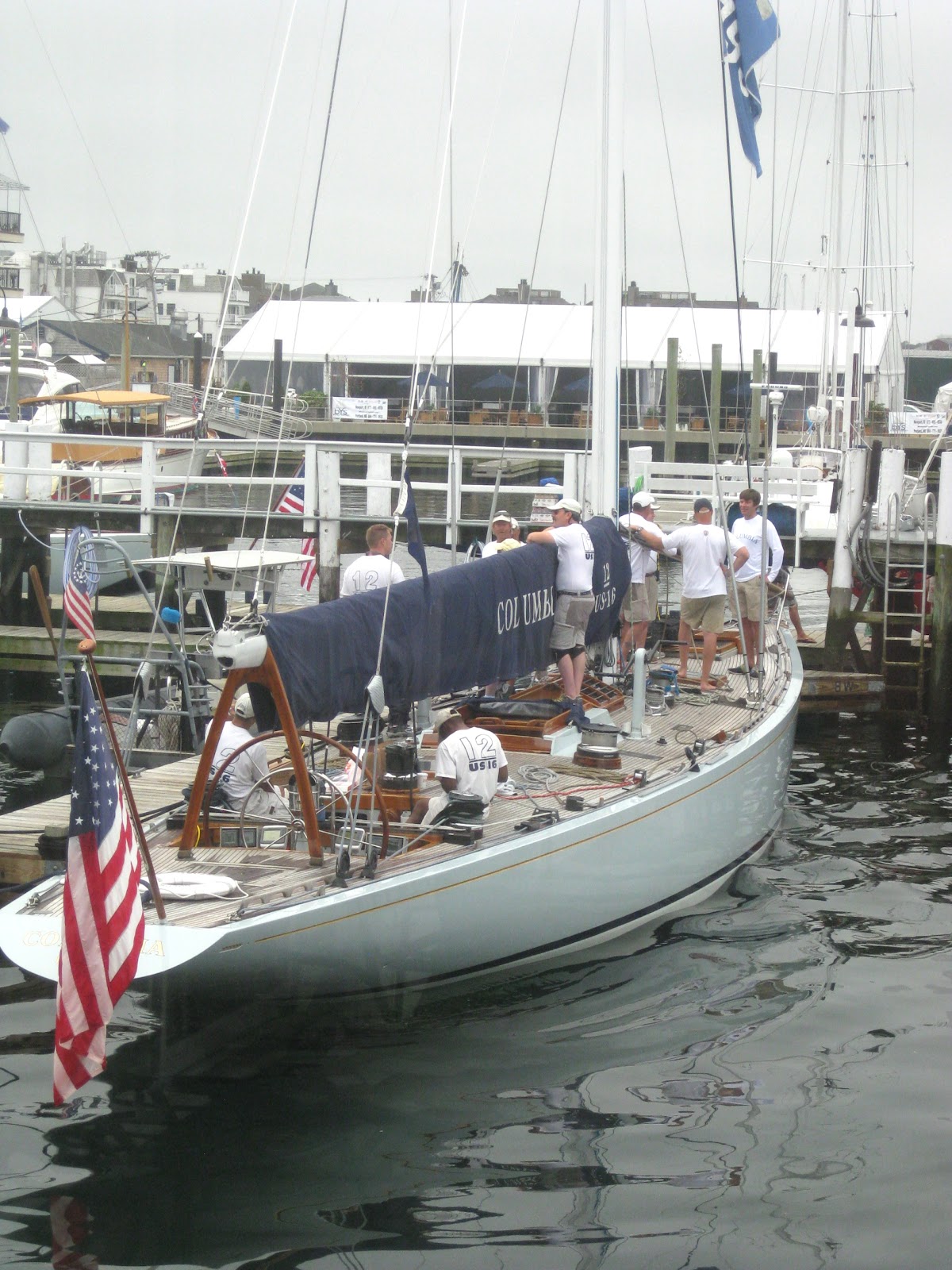 12 Meter Charters Sailing in Newport, RI Columbia Gets Race Ready at Bannister's Wharf!