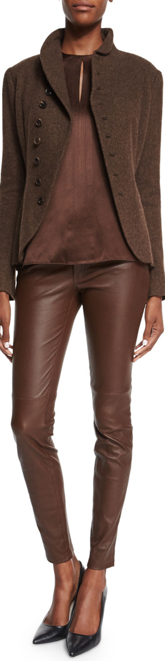 Ralph Lauren Black Label Long-Sleeve Horn-Button Jacket warm honey/dark brown