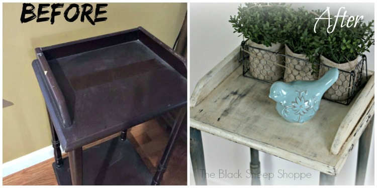 Before and After: small modern table gets a new (old) look. Before and After: small modern table gets a new (old) look.