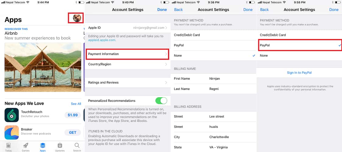 Apple users can now add PayPal payment option to their Apple ID account by changing payment information in order to buy apps, musics, movies, TV shows and more from App Store