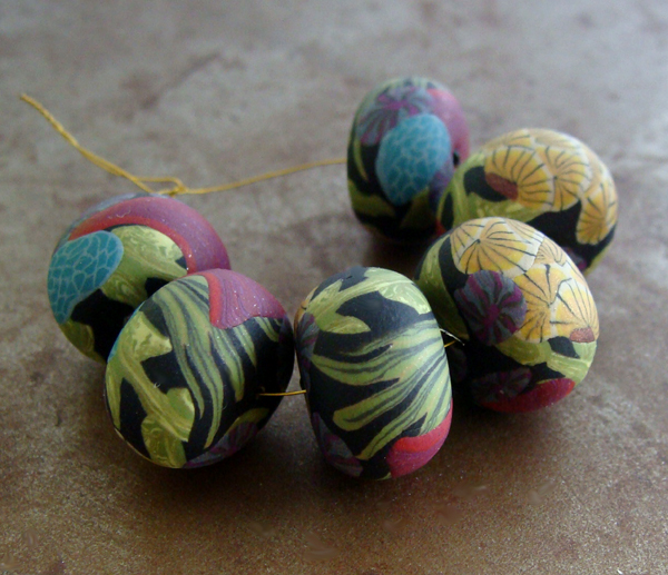 Flower disk beads with color palettes and patterns inspired by art