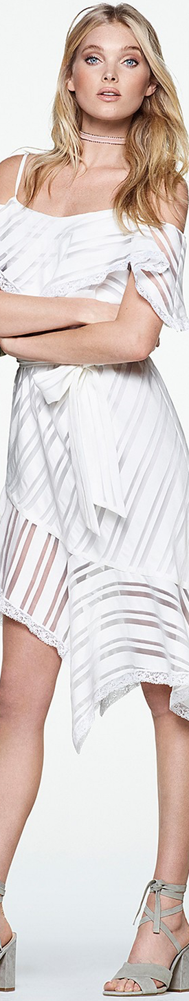 AQUA x Maddie & Tae Shadow Stripe Handkerchief Hem Dress