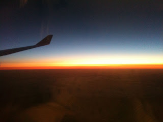 Colors of the sunrise over Korea from the airpane.