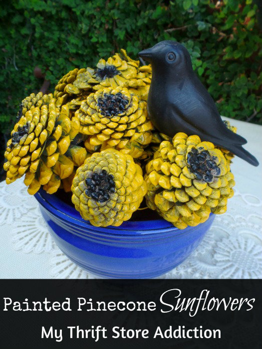 Painted pinecone sunflowers