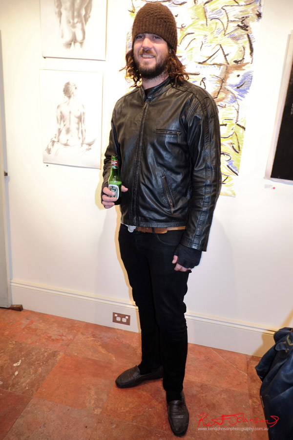 Mens style, black jeans leather jacket long hair and beanie - Art Opening - Street Fashion Sydney