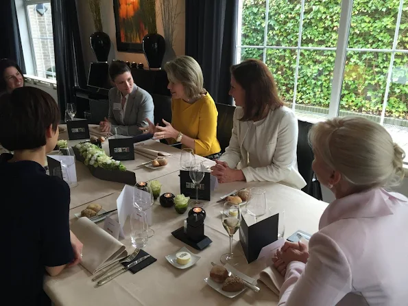 Queen Mathilde of Belgium attended a lunch organized by “Markant” which is the enterprise network of all women at Herbert Robbrecht Restaurant.