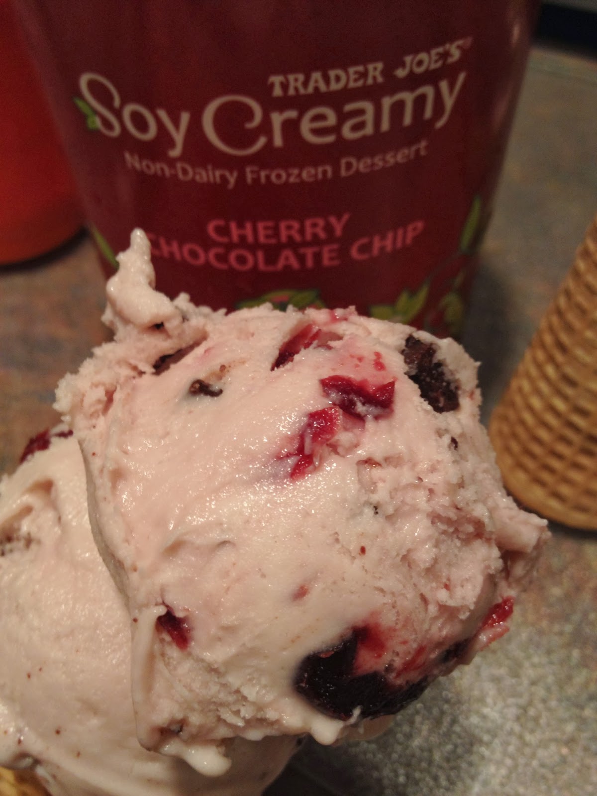 A (soy) Bean Trader Joe's Vegan Ice Cream Soy Creamy Cherry Chocolate