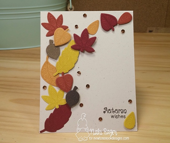 Autumn Wishes Card by Naki Rager | Beautiful Leaves Stamp Set & Die by Newton's Nook Designs #newtonsnook