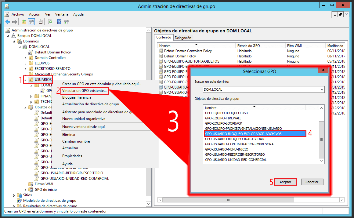 Pantallazos.es Windows 10 Active Directory GPO Impedir acceso a las