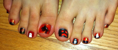 halloween, nail art, toes, spider, haunted house, ghost
