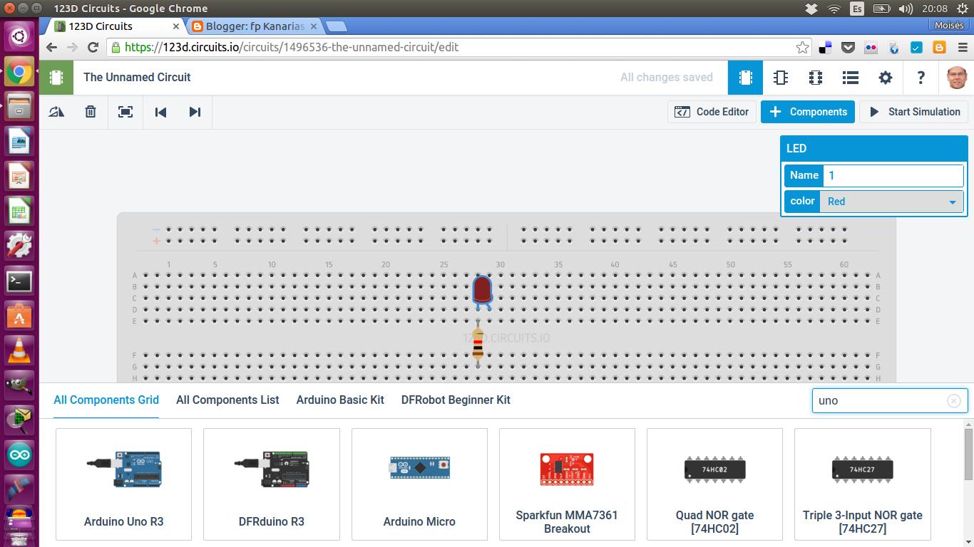 fp Kanarias 123d circuits un simulador de Arduino online y gratuito