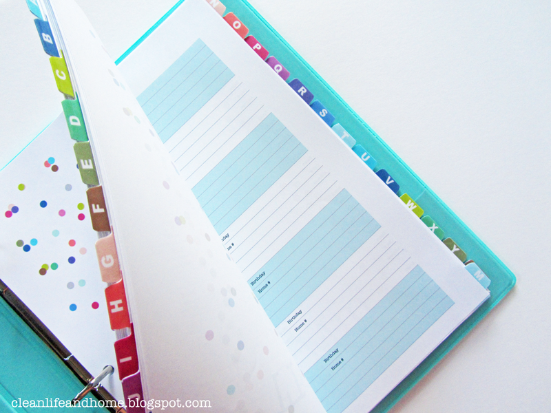 Clean Life and Home NEW Printable Address Book with Tabs! Lots of Dots