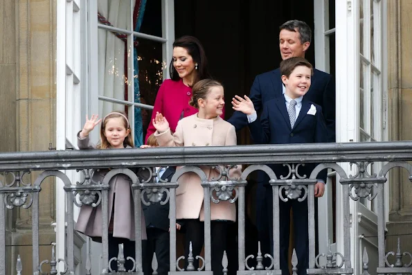 Crown Prince Frederik, and Crown Princess Mary of Denmark, with their children, Princess Josephine, Princess Isabella, Prince Vincent and Prince Christian, Prince Joachim of Denmark, Princess Marie of Denmark, Prince Nikolai of Denmark, Prince Felix, Count of Monpezat, Princess Athena and Prince Henrik