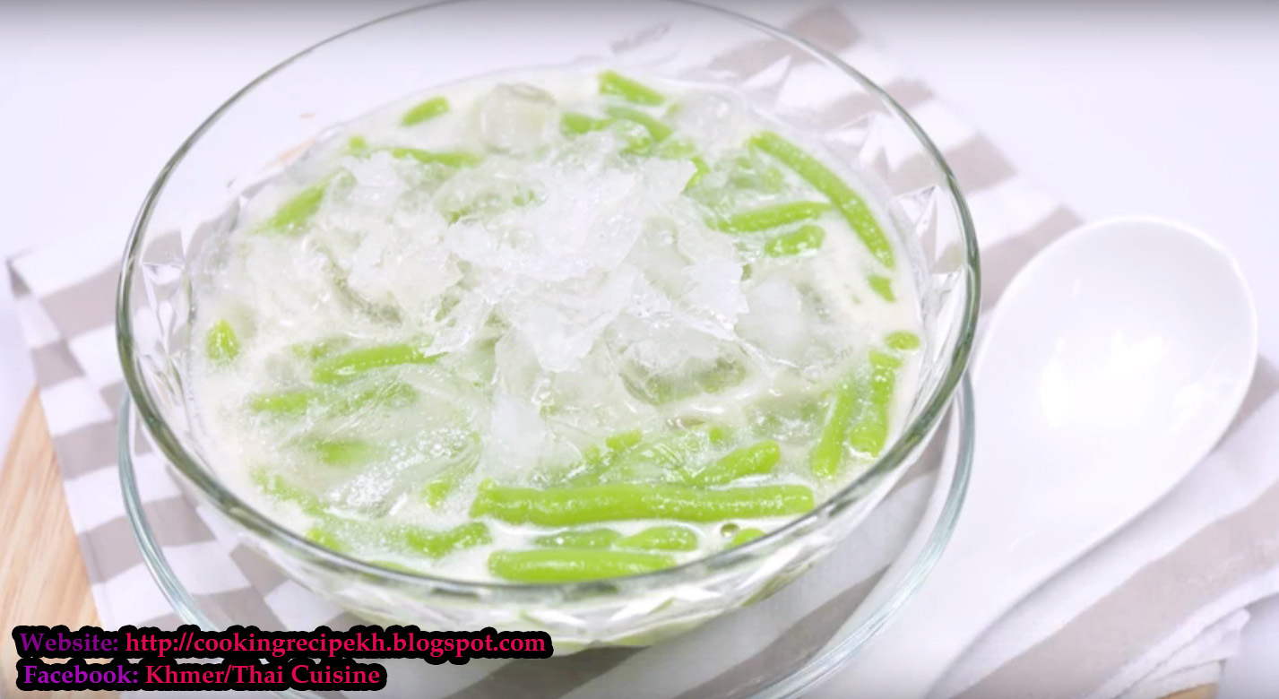 Pandan Noodles with Coconut Milk (Thai Dessert) Kanom Lod Chong ขนม