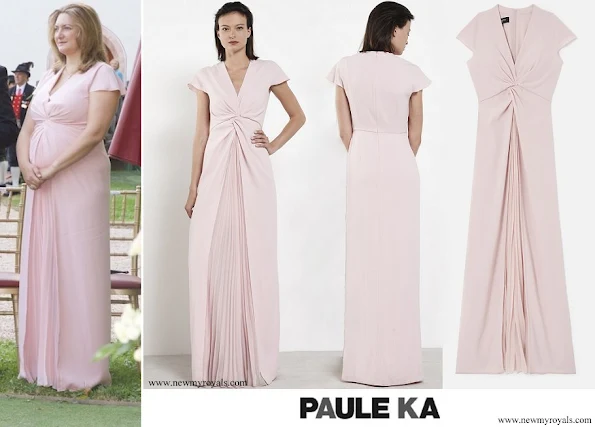 Princess Stephanie wore Paule Ka Crepe long dress with satin back