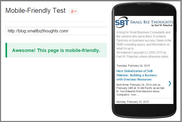 Test your web site for mobile friendliness