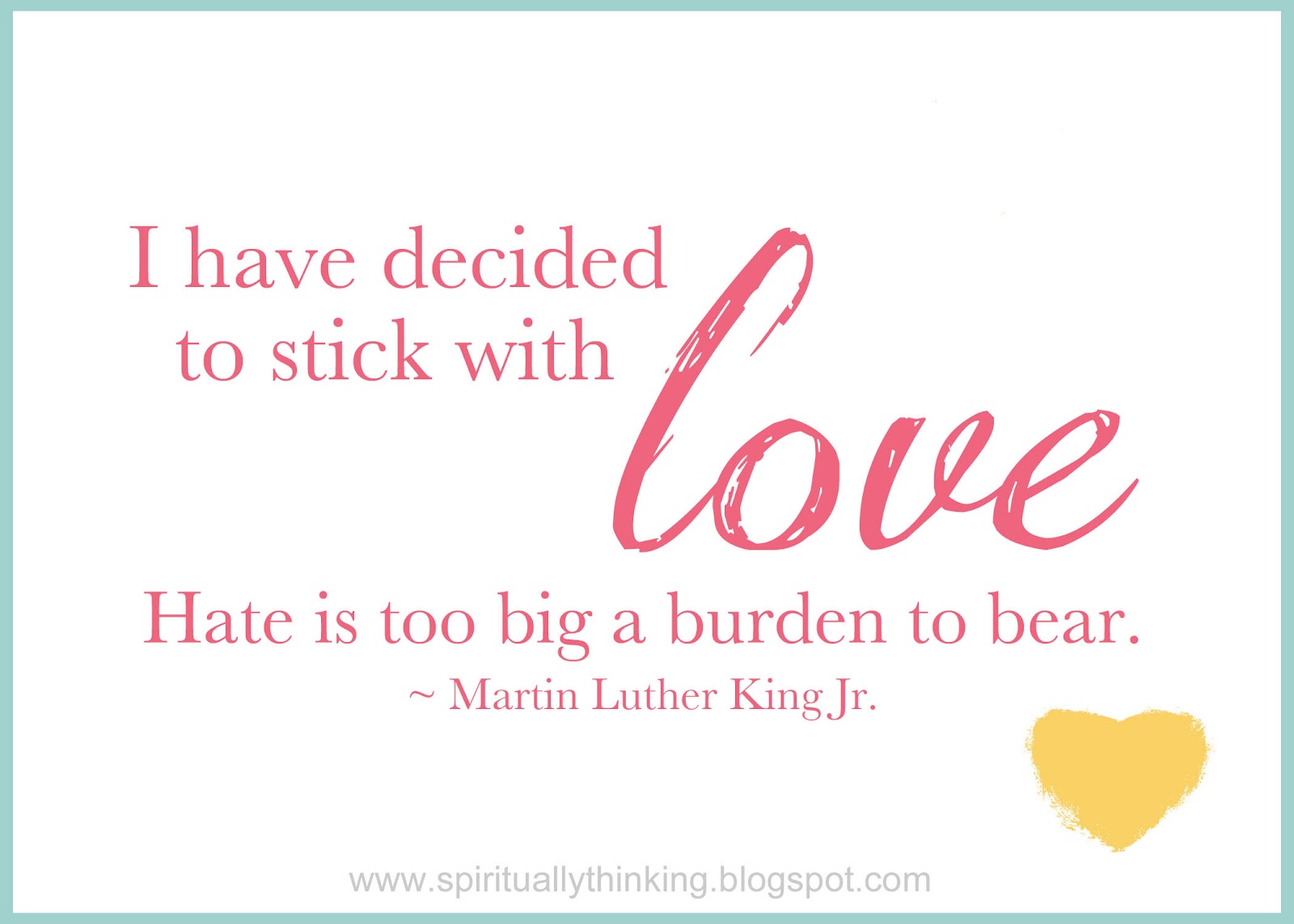 and Spiritually Speaking Stick with Love