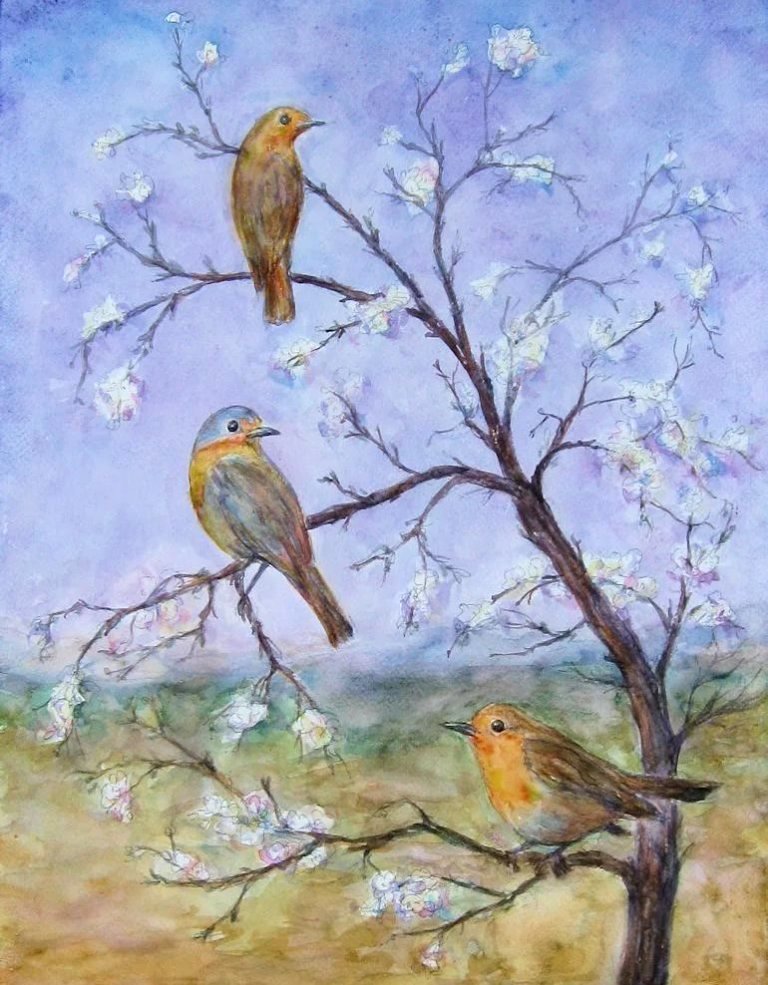 Весенние птицы рисунок. Рисование весенних птиц. Пейзаж на весеннюю тему.