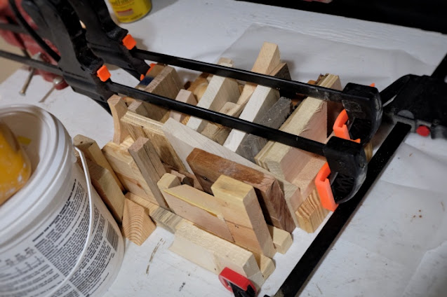 clamping glued scrap wood