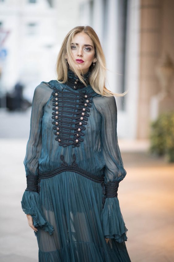turquoise sea gown by roberto cavalli | blogger style chiara ferragni
