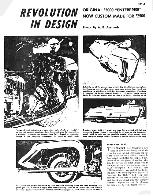 Cycle Magazine 1952 Enterprise motorcycle