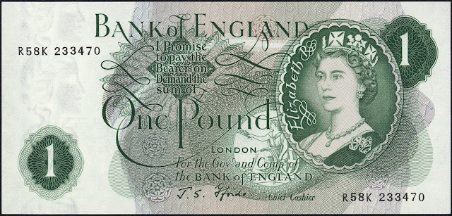 Great Britain One Pound Note 1970 Queen Elizabeth II