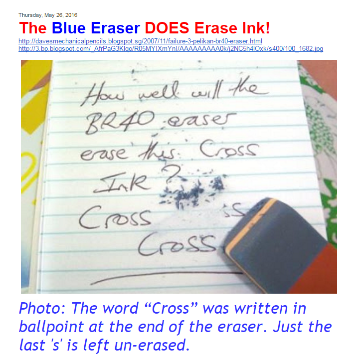 The Blue Eraser DOES Erase Ink!