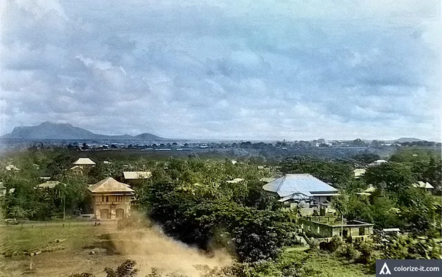 Picture of Batangas town, circa 1945 courtesy of John Tewell.  Colorized thanks to Algorithmia.