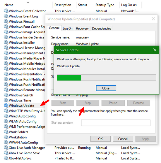 Delete Windows 10 update cache files