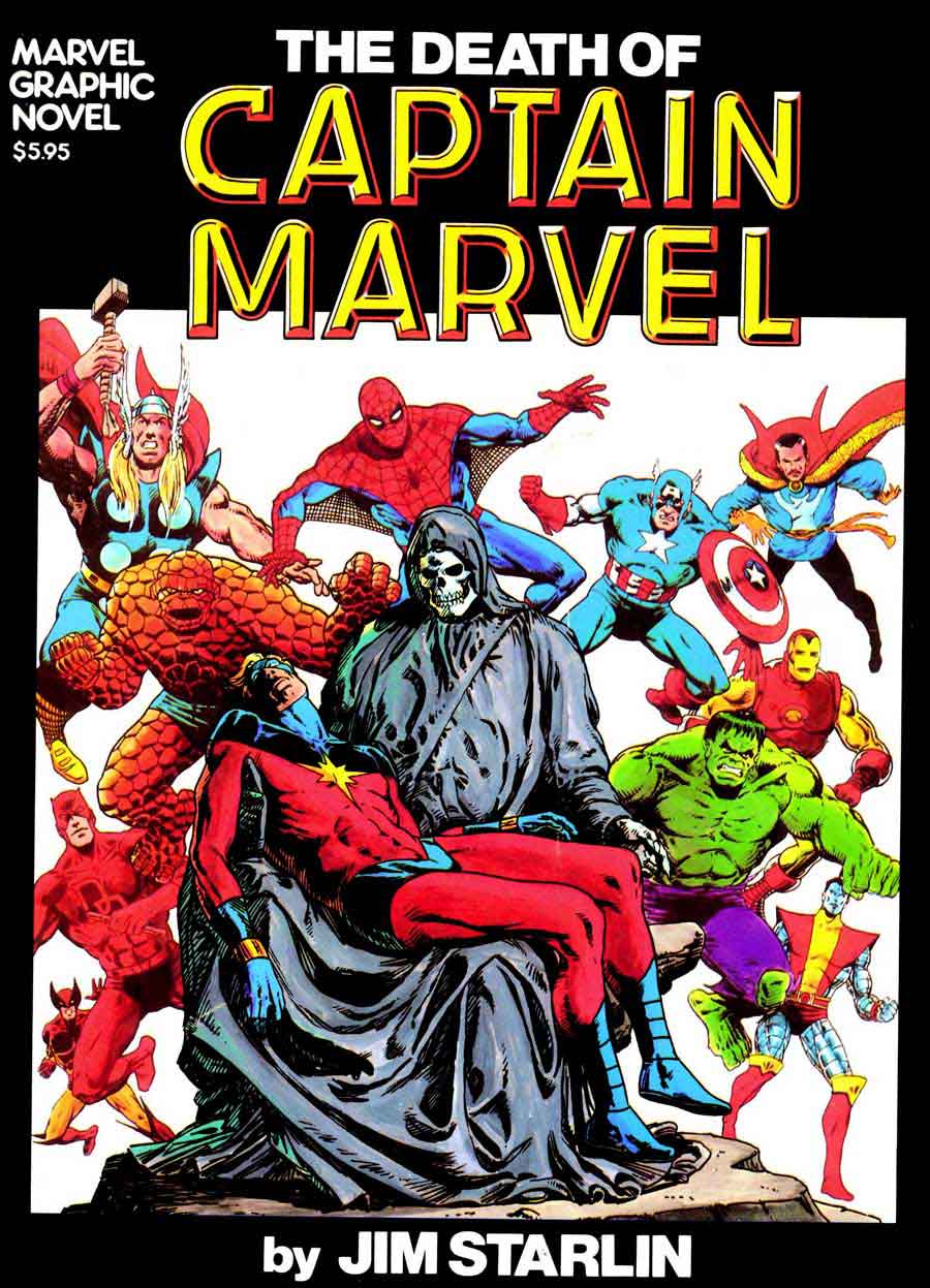 Death of Captain Marvel graphic novel cover art by Jim Starlin