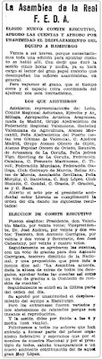 Recorte de Mundo Deportivo sobre la asamblea de la FEDA, 19 Julio de 1930
