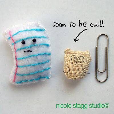 crochet owl felt paper clip