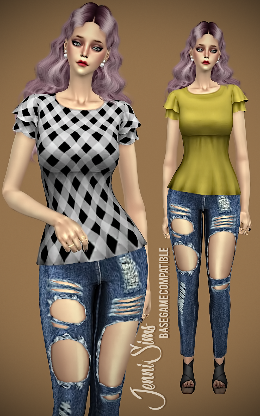 Downloads sims 4:Base Game compatible Blouse Spring Kiss | JenniSims