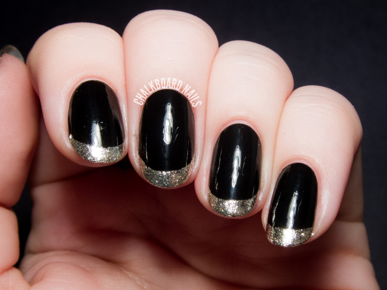 Metallic gold French tips by @chalkboardnails