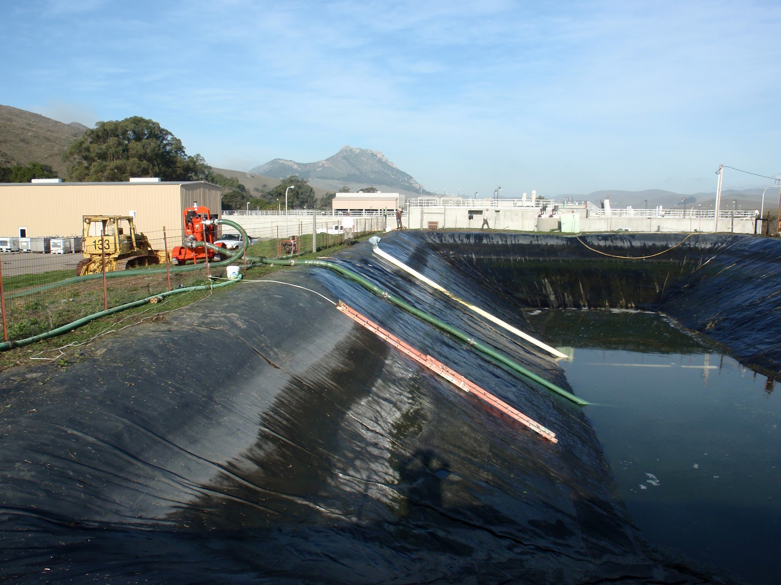 SLO County Golf Courses Pond liner rapair at the waste water treatment