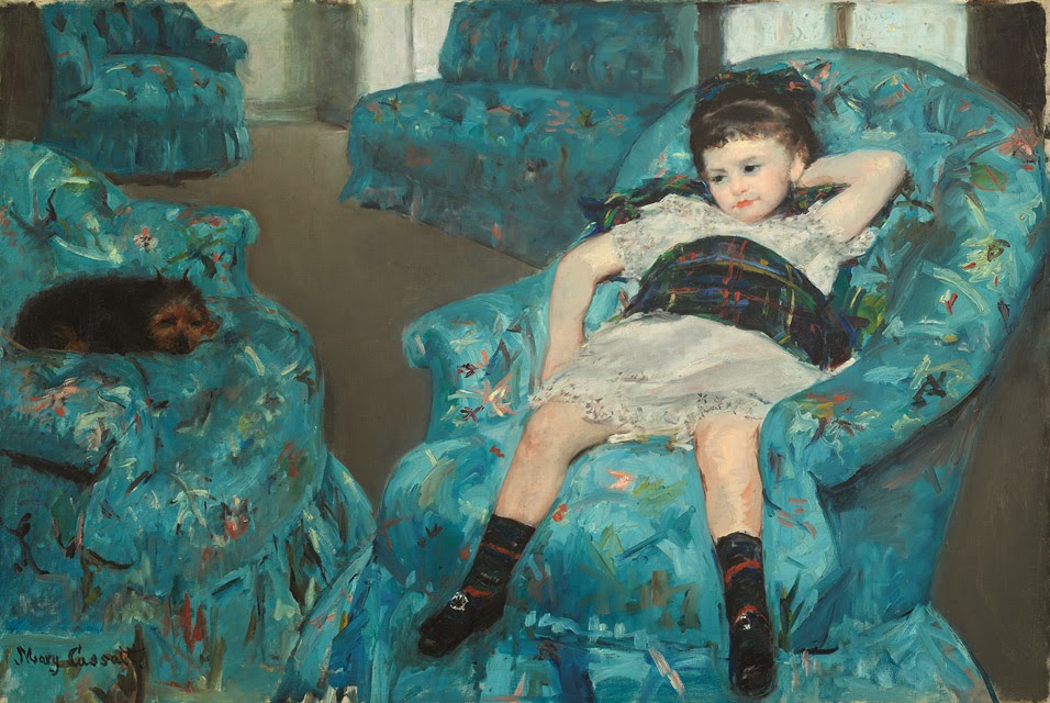 Famous Women Artist Mary Cassatt | Discover Mary Cassatt at http://schulmanart.blogspot.com/2014/10/famous-women-artists-mary-cassatt.html | little girl in a blue armchair