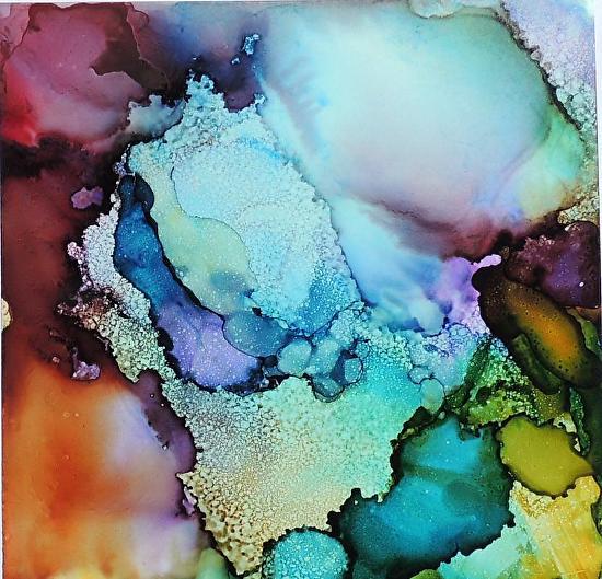 Original Alcohol Ink Abstract Painting | Underwater | 9x12