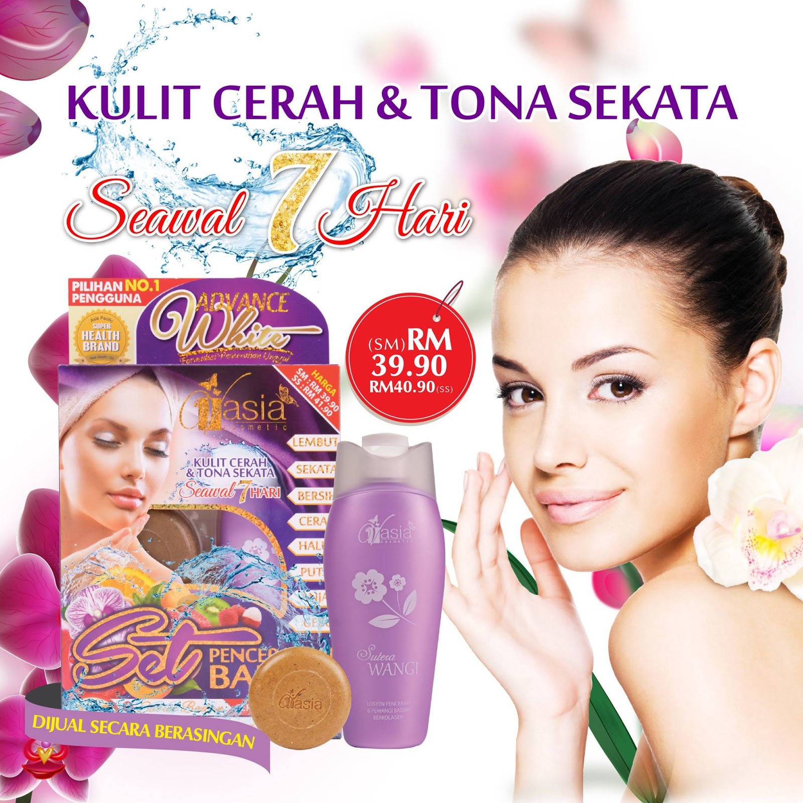 SET PENCERAHAN BADAN ADVANCE WHITE 2IN1 V'ASIA BEAUTY KIOSK