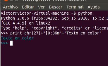 Sistemas Adaptativos: Terminal colorida en python