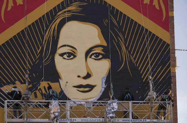 "Paz Y Libertad" Work In Progress By Legendary Street Artist Shepard Fairey For Maus Malaga in Spain. 1