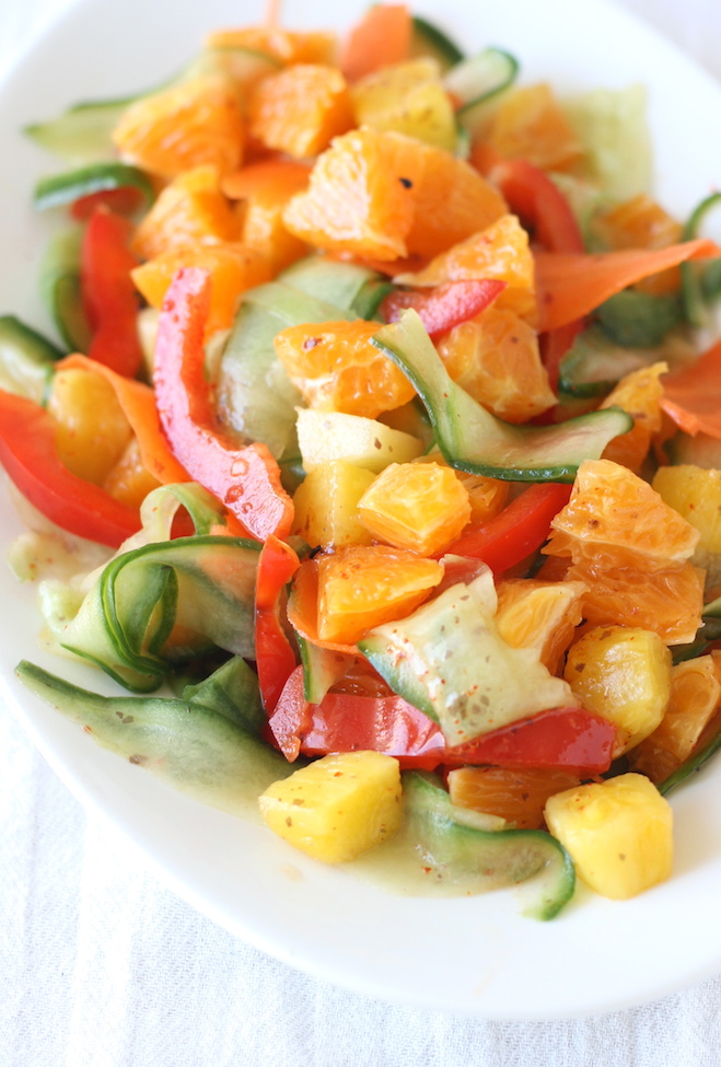 Orange and Pineapple Salad with Japanese Seven Spice Dressing by SeasonWithSpice.com