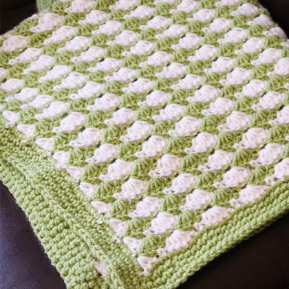 Green Seashell Stitch Baby Blanket - Free Crochet Pattern